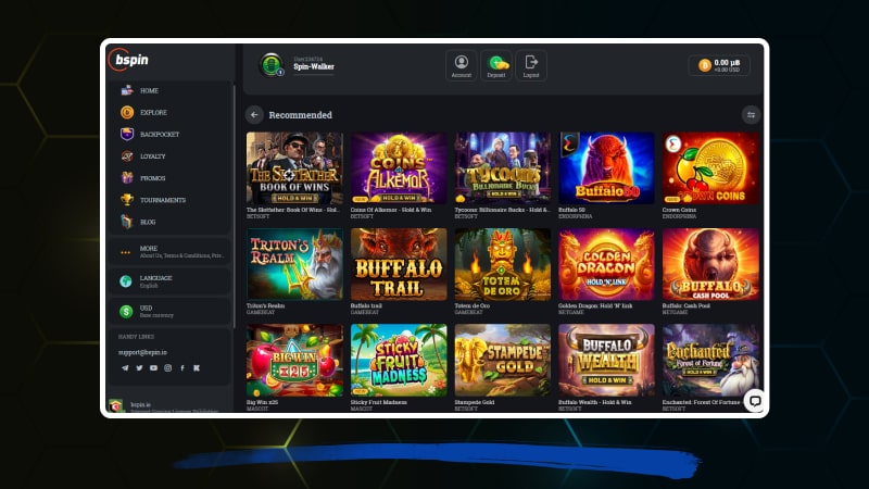 Bspin casino and live casino games